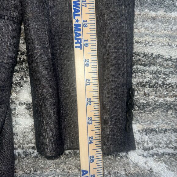 Jos. A. Bank Signature Blazer Men 40R  Gray Brown Windowpane Plaid Wool Jacket - Picture 14 of 16